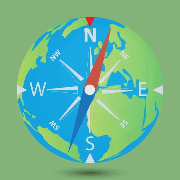 Üzerinde toprak küre olan pusula, kavramsal vektör