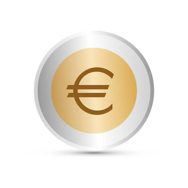 European Union Euro Coin Symbol White Background — 스톡 벡터
