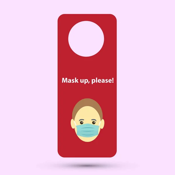 Cintre Porte Avec Masque Vous Plaît Message — Image vectorielle