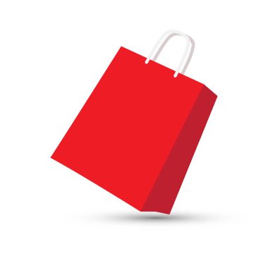 Beyaz arkaplanda kırmızı alışveriş torbası vektörü