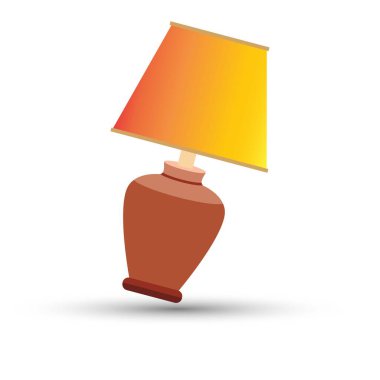Masa lambası yakıldı, beyaz arkaplanda vektör