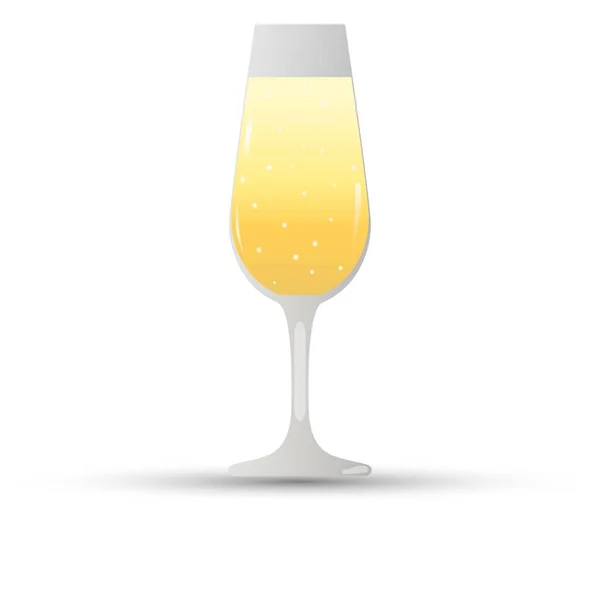 Glas Med Champagne Vektor Vit Bakgrund — Stock vektor