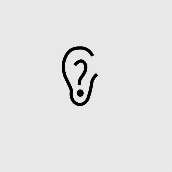 Símbolo Oído Con Signo Interrogación Dentro — Vector de stock