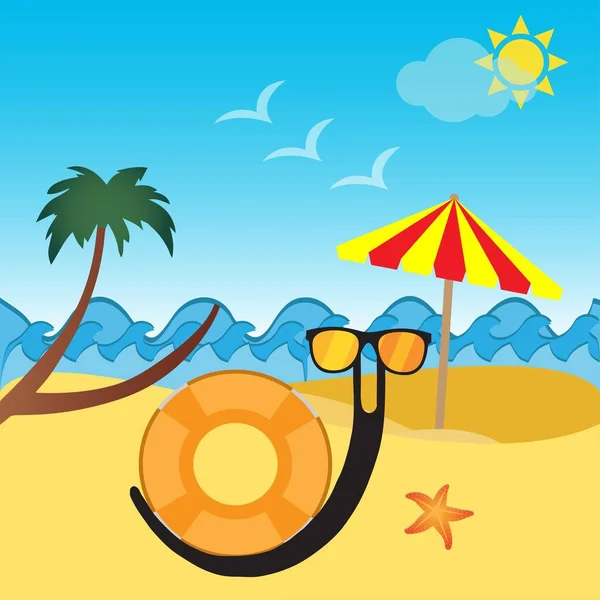 Улитка Спасательных Буях Солнцезащитных Очках Пляже — стоковый вектор