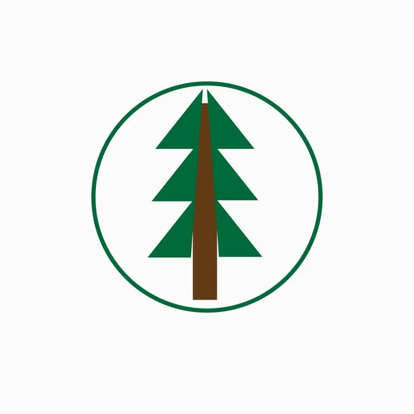 Fir Tree Logo Vector Een Cirkel — Stockvector