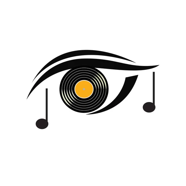 Eye Vinyl Record Musical Notes Conceptual Vector — Stockvektor