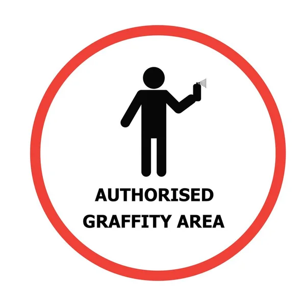 Man Graffiti Spray Text Authorized Graffiti Area — Vetor de Stock