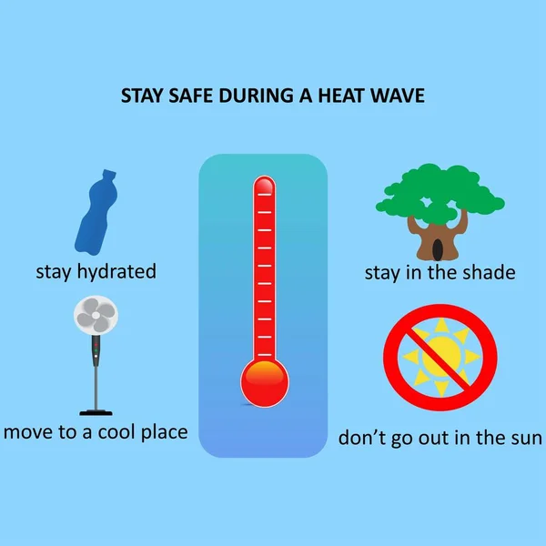 Instructions How Stay Safe Heat Wave — Stok Vektör