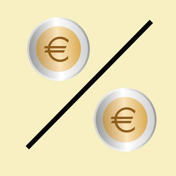 Percent Euro Coins Conceptual Vector — Vettoriale Stock