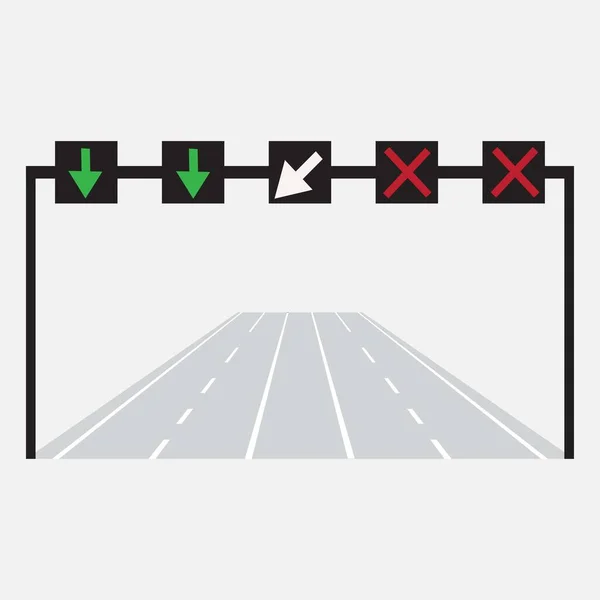 Road Different Lane Control Signals — Stockvektor