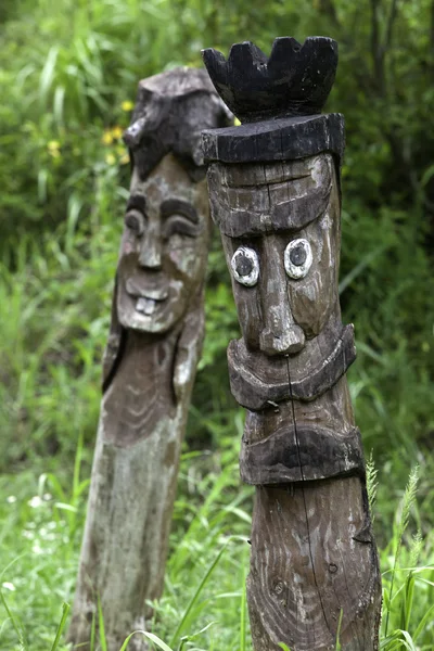 Esculturas em madeira para protecção . — Fotografia de Stock