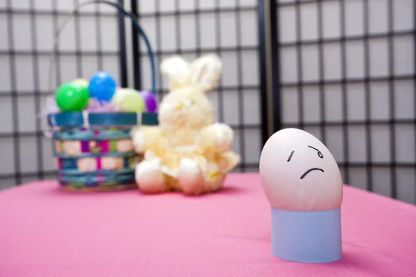 Egg with sad face. — Stock Photo, Image