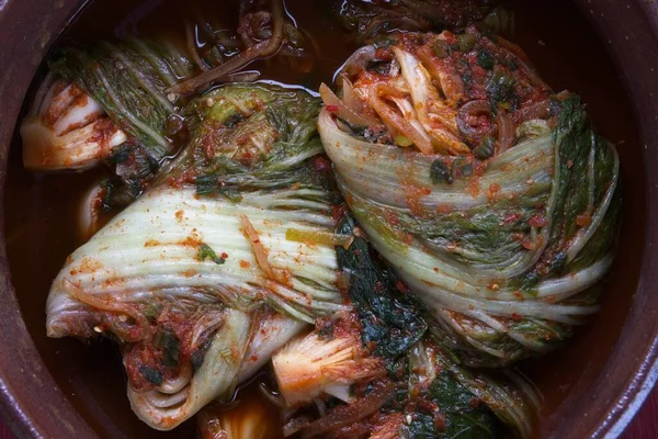 Büyük Bir Tencerenin Içinde Yeni Yapılmış Bir Kimchi Stüdyosu Kore — Stok fotoğraf