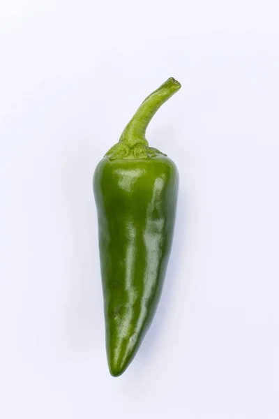 Flat Lay Studio Photo Spicy Green Pepper White Background — Stock Photo, Image