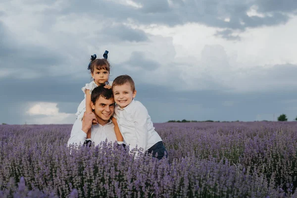 Beautiful Family Concept Happy Smiling Man Playing His Children Son — стоковое фото