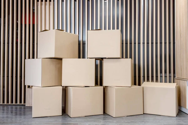 Lot Cardboard Boxes Office Ready Shipped — Stock Photo, Image