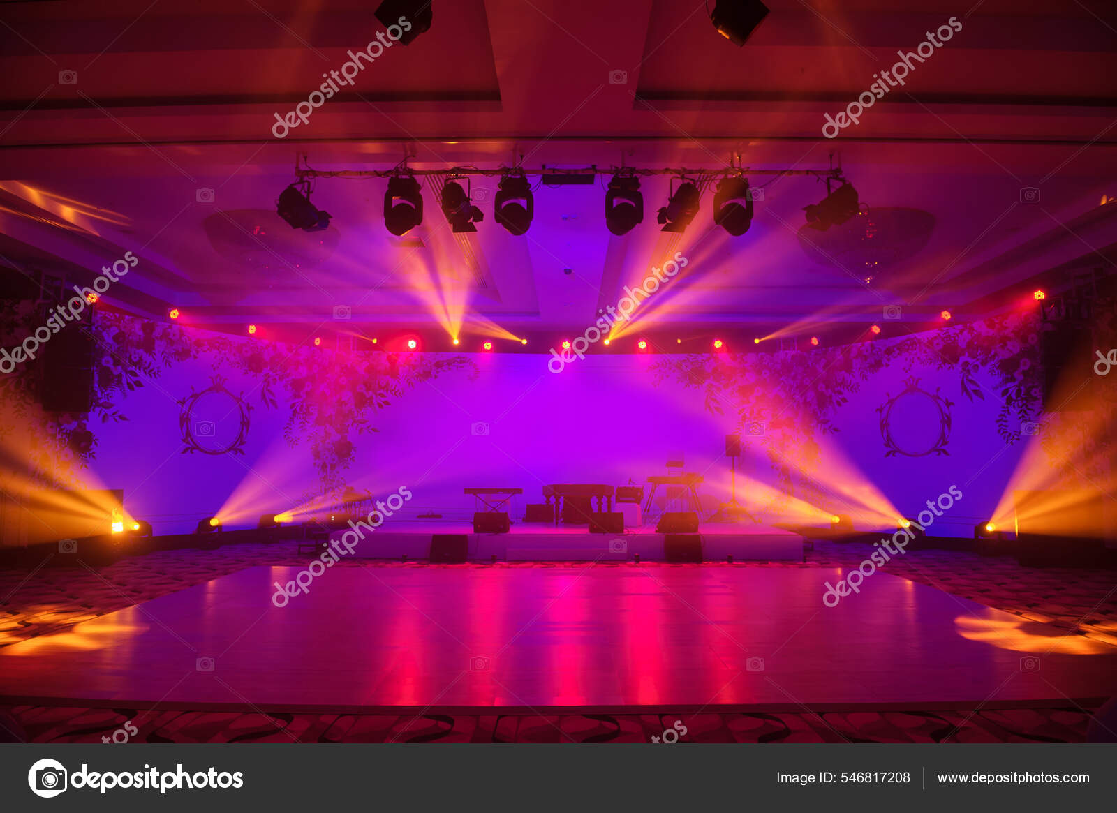 Wedding Dance Party Zone Light Show Pink Red Violet Style Stock Photo