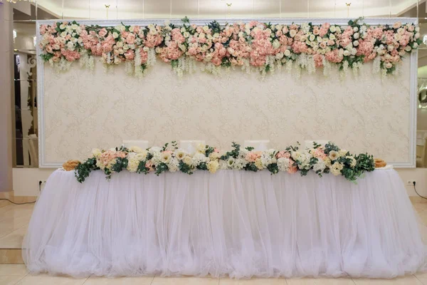 Boda Recepción Decoración Restaurante Interior Vintage Mesa Con Platos Cuchillos — Foto de Stock