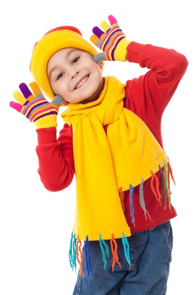 Menina engraçada em roupas de inverno — Fotografia de Stock