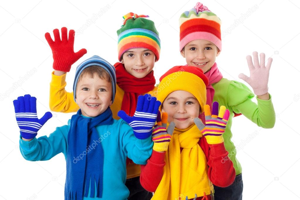 Group of kids in winter clothes Stock Photo by sbworld7 14098037