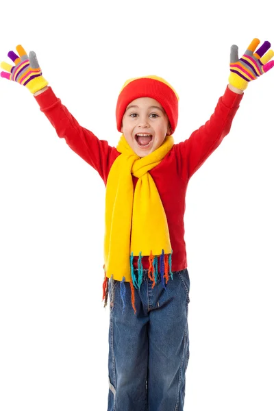 Funny girl in winter clothes Stock Image