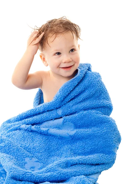 Smiling little boy in towel — Stock Photo, Image