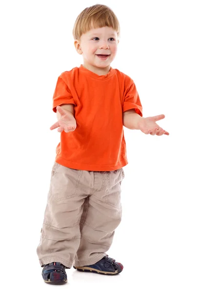 Little boy standing with empty hands Stock Photo