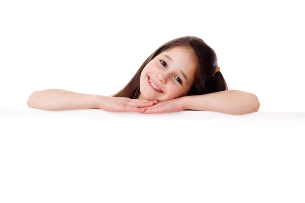 Chica con vacío horizontal en blanco — Foto de Stock