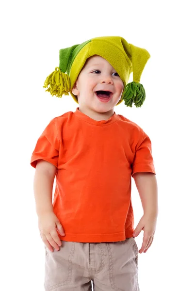Mały chłopiec w zabawny kapelusz — Zdjęcie stockowe