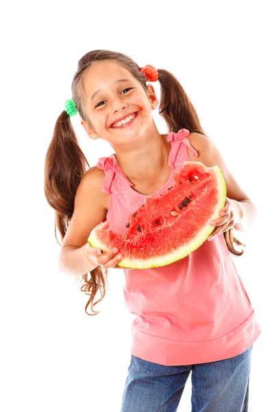 Bambina che mangia un'anguria — Foto Stock