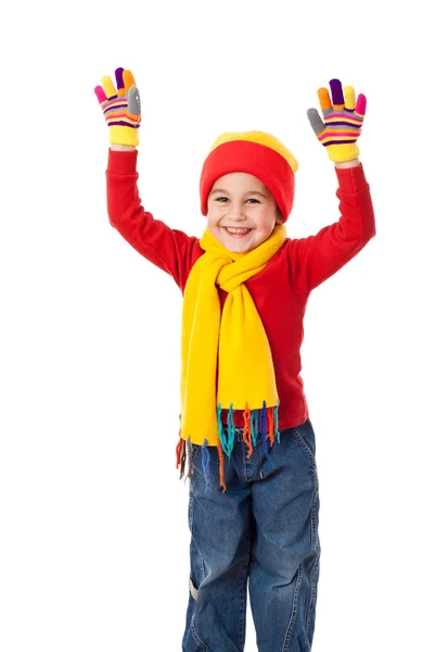 Menina engraçada em roupas de inverno — Fotografia de Stock