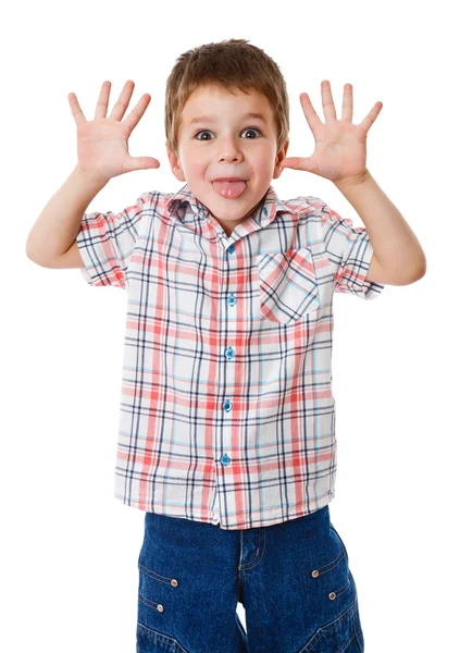 Jongen met grappig gezicht — Stockfoto