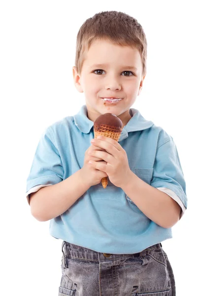 Ragazzo con cono gelato Immagine Stock