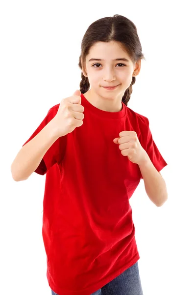 Girl showing his fist — Stock Photo, Image