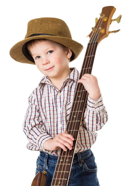 Menino com guitarra rock — Fotografia de Stock