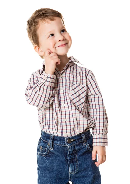 Schattige kleine jongen op zoek zijwaarts — Stockfoto