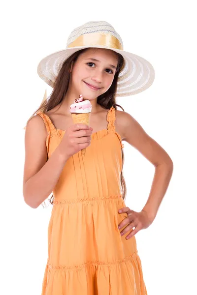 Ragazza con gelato — Foto Stock