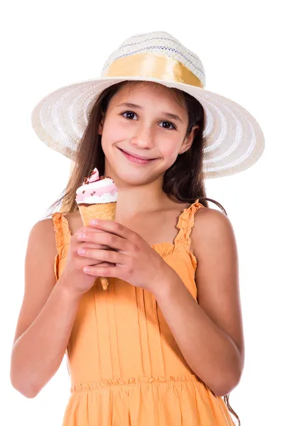 Ragazza con gelato — Foto Stock