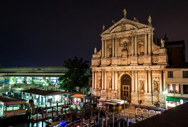 Venetië kerk nachts — Stockfoto