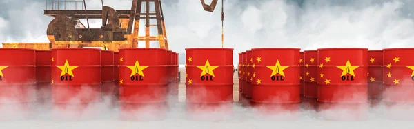 Ilustración Barriles Petróleo China Concepto Crisis Energética — Foto de Stock