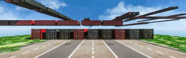 Illustration Shipping Containers Goods Concept — ストック写真