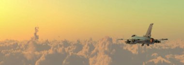 Gökteki bir savaş uçağının 3 boyutlu resmi