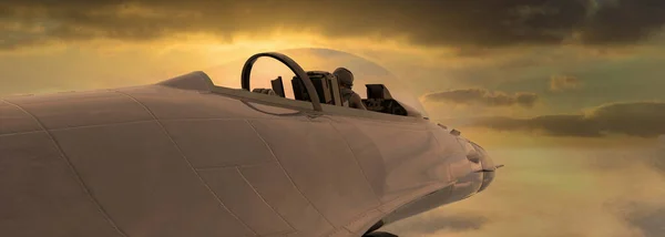 空中一架战斗机的3D图解 — 图库照片