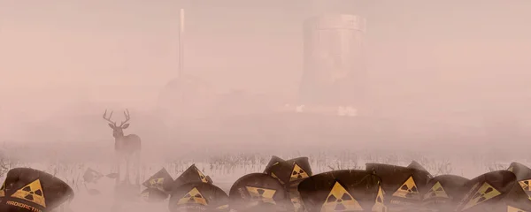 Illustration Barrels Radioactive Material Radioactive Contamination Concept — Stock Fotó