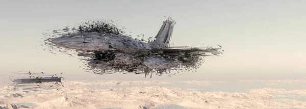 Απεικόνιση Ενός Πολεμικού Αεροπλάνου Αποσύνθεσης Στον Ουρανό — Φωτογραφία Αρχείου