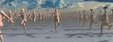 Robot ordu işçilerinin 3D çizimi