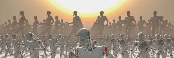 机器人军队工人的3D示例 — 图库照片