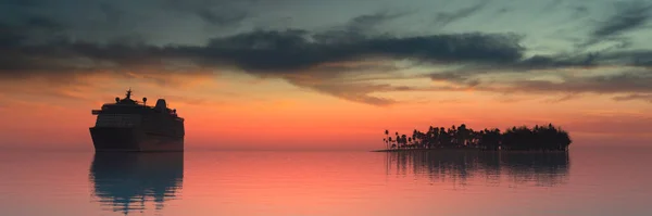 Пейзаж Сонця Тропічного Острова Ілюстрація — стокове фото