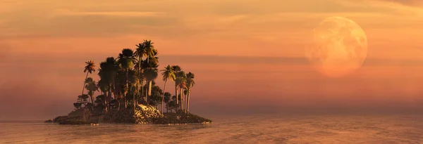 Landscape Sun Tropical Island Illustration — 스톡 사진