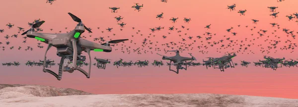Illustration Gruppe Von Drohnen Himmel — Stockfoto